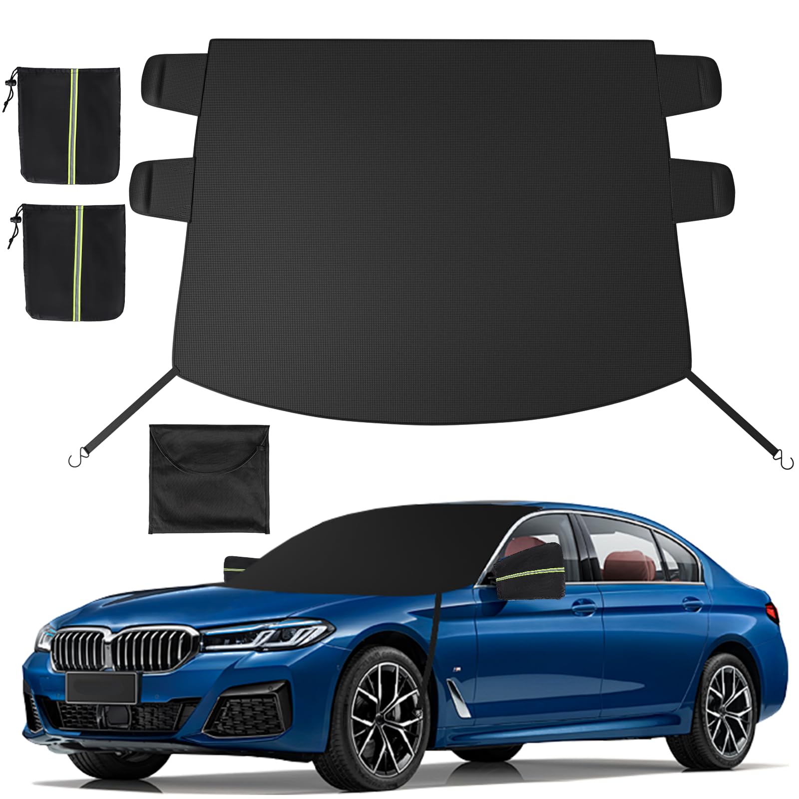 Instraella Windshield Cover for Ice and Snow Heavy Duty 600D Oxford Fabric Waterproof Car Snow Cover with Side