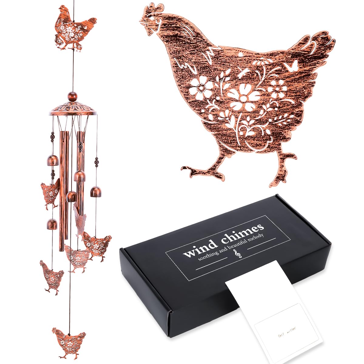 Riletese Chicken Wind Chimes for Outside - Metal Windchimes Outdoors, Rooster Gifts for Women/Men, Memorial/Birthday/Housewarming/Festival Gifts, Chimes for Garden Decor Patio Yard Outdoors — image 1