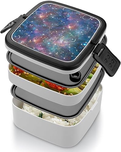 Miniatura 4 de Constellation Moon and Planet Galaxy - Lonchera para adultos, doble capa, a prueba de fugas, contenedores de viaje con cuchara para comida caliente