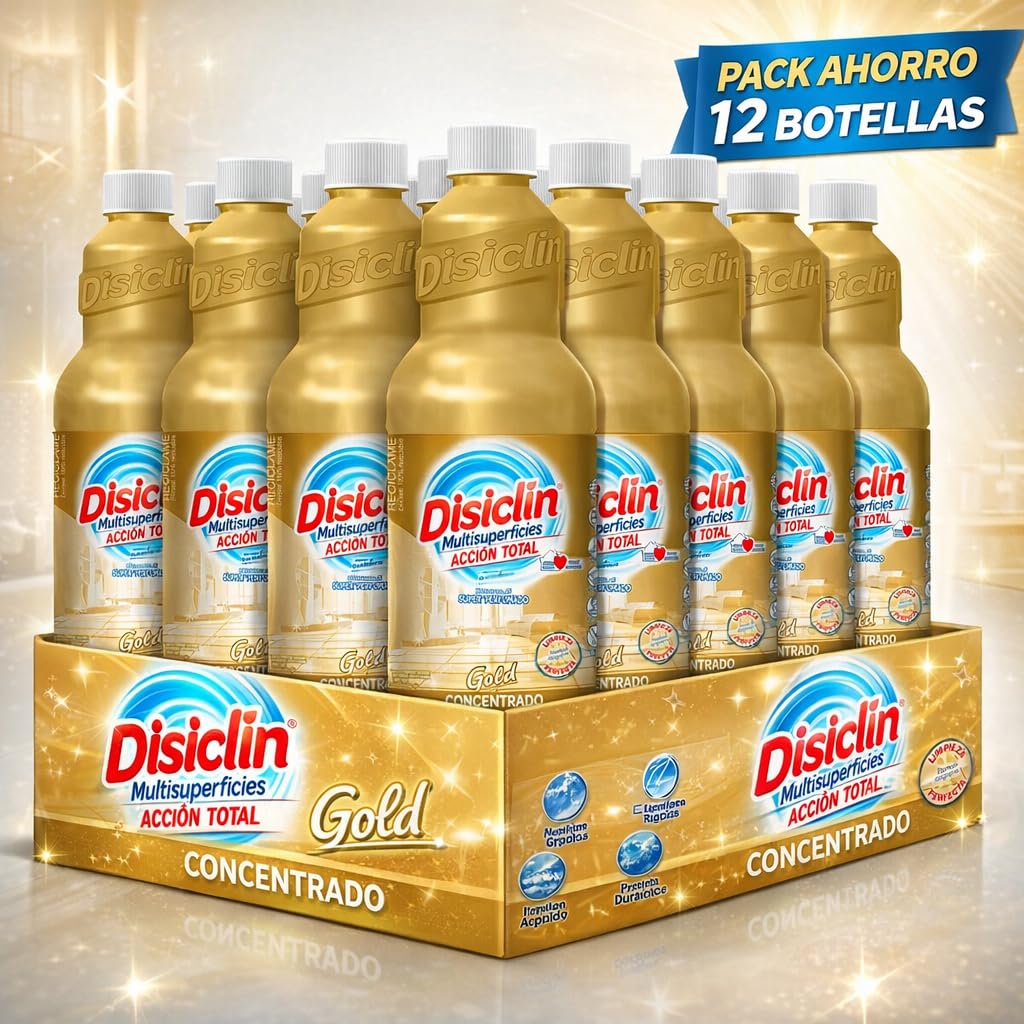 Disclin Gold Fregasuelos Pack 12 unidades 1 Litro Aroma GOLD Rasmacor