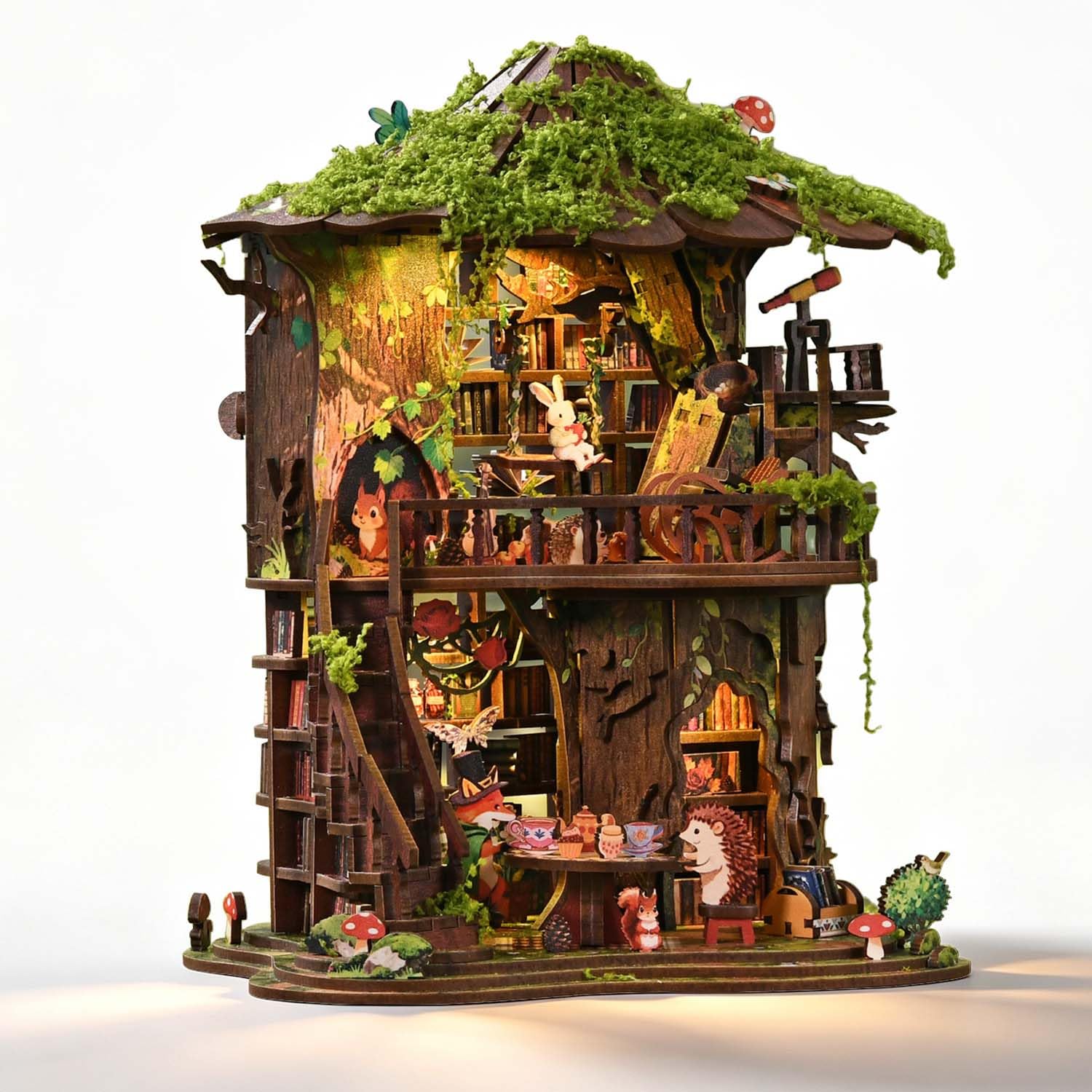 Rotbakmin - Kit di angoli per libri per Aduts, adolescenti, casa in miniatura fai da te, biblioteca, casa delle bambole, libro 3D in legno, piccolo edificio mini diorama, decorazione per libreria con