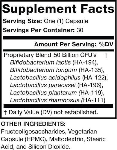 Miniatura 2 de Olympian Labs Suplemento prebiótico y probiótico completo extra fuerte – 50 mil millones de cultivos vivos estables – 30 cápsulas vegetarianas