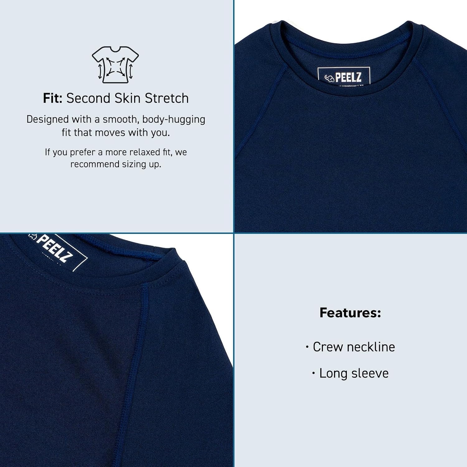 Peelz Kiki Long Sleeve Underscrub Top for Women - Soft, Stretchy, Seamless Fabric Scrubs for Layering & Comfort, Slim Fit