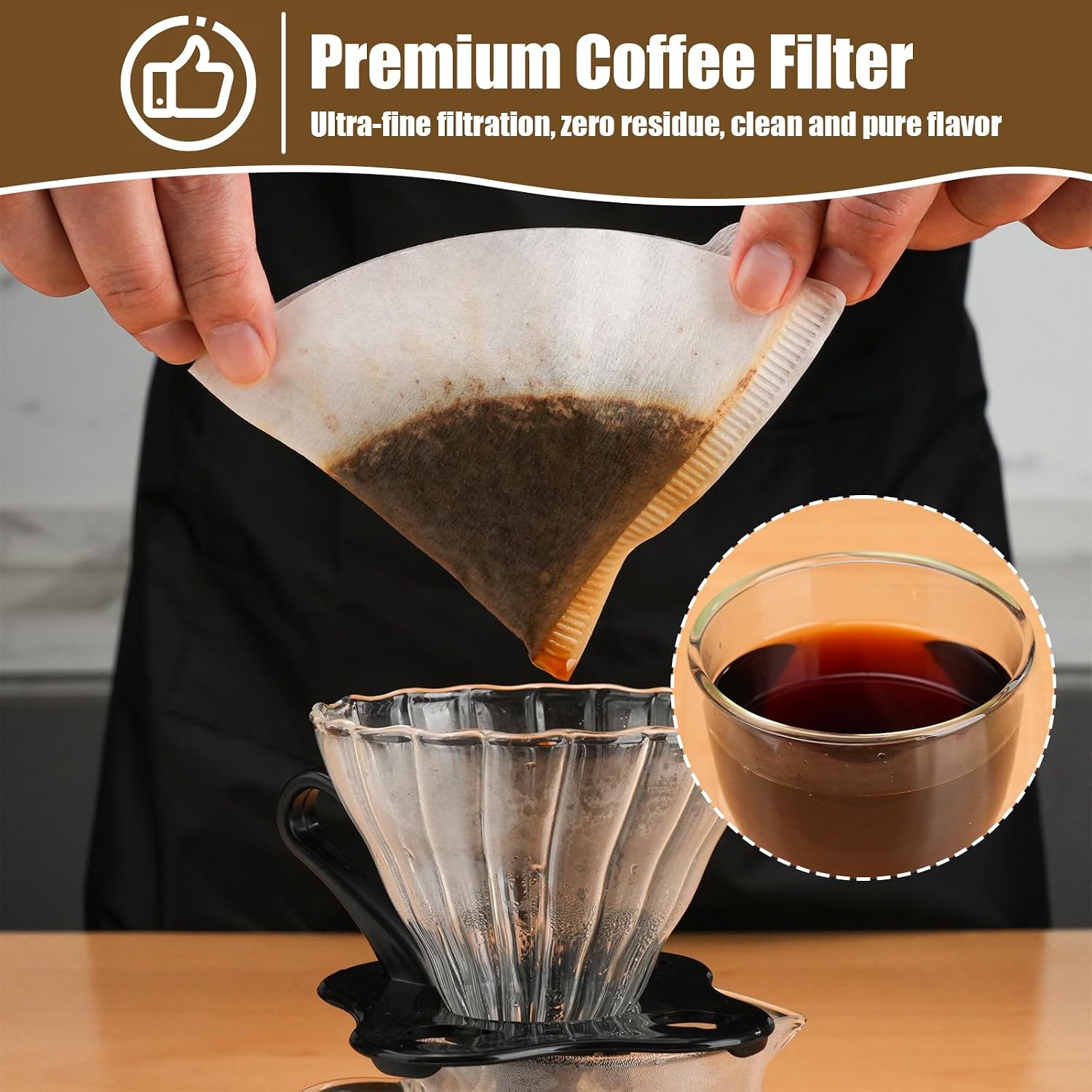 200 Count Cone Coffee Filters #1, Small Paper Filters 1-2 Cup, V01 Disposable Filters Paper Coffee Filters for Pour Over and Drip Coffee Maker, 100ct Box x 2 Individual Packs(Size 01, White) image 3