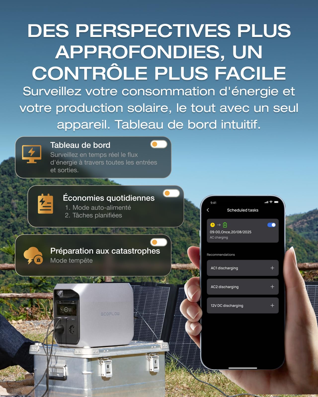 Station électrique portable ECOFLOW DELTA 3 Classic, batterie LiFePO4 1024 Wh, sortie CA 1800 W (3600 W crête), USB-C 100 W, charge rapide en 1 h, générateur pour camping, camping-car et secours