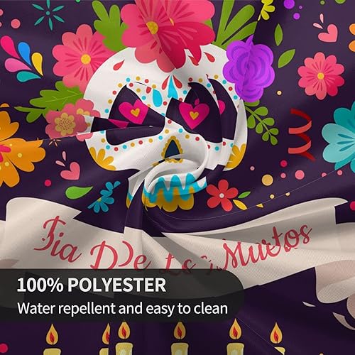 Miniatura 7 de Pubnico Dia De Los Muertos - Mantel redondo de calavera para cocina, picnic, lavable, para comedor, fiesta de cumpleaños, manteles reutilizables