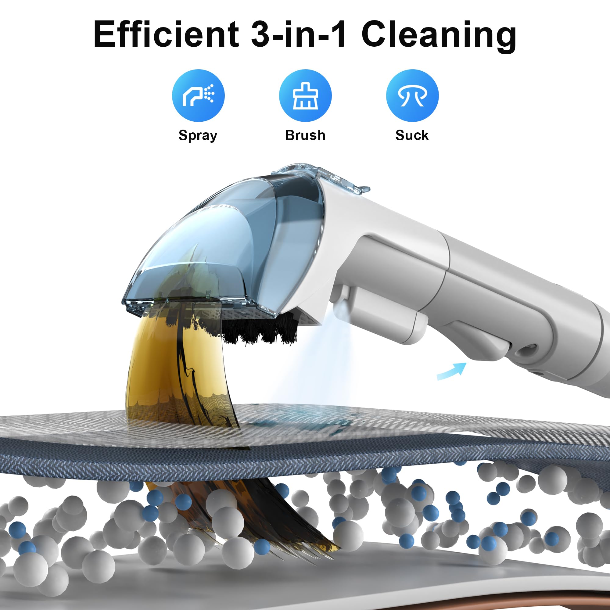 Rivenara Máquina limpiadora de tapicería de sofá, limpiador de manchas de mano de 450 W, lavadora húmeda, aspiradora, portátil, compacta, pequeña herramienta para mascotas, hogar, alfombra, sofá