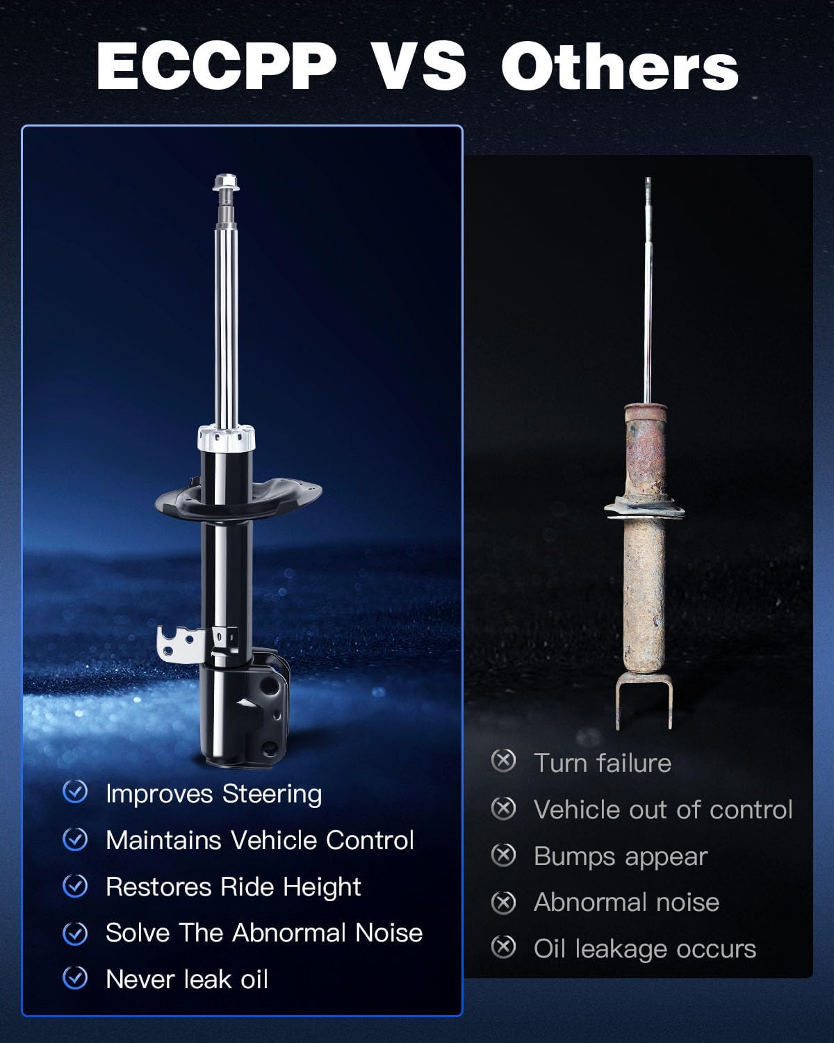 ECCPP shock absorbers shock Struts for 2005-2010 for Scion tC shock Struts for 339128 339129 341457 Front and Rear Shocks