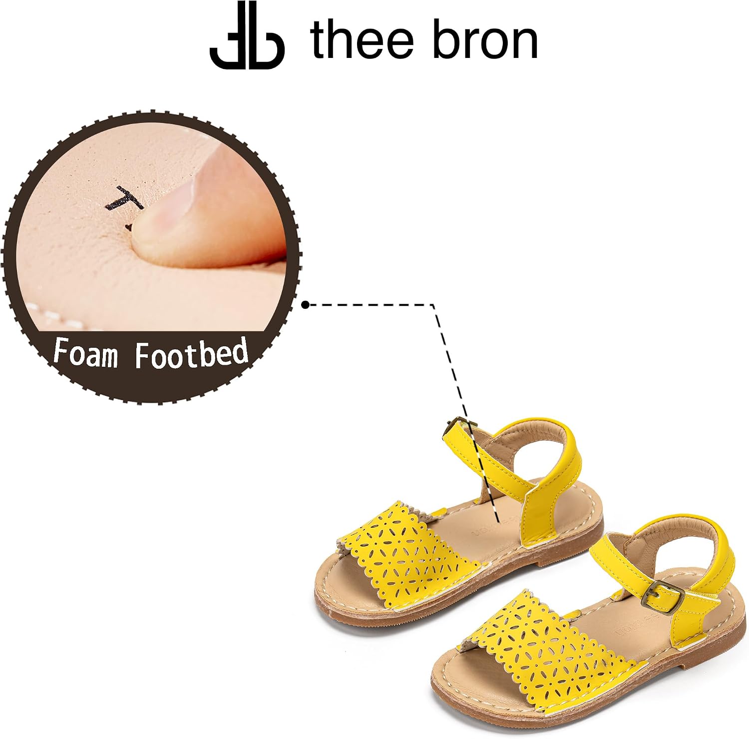 THEE BRON Toddler Girls Vintage Open Toe Sandals Cushioned Comfy Summer Dress Shoes