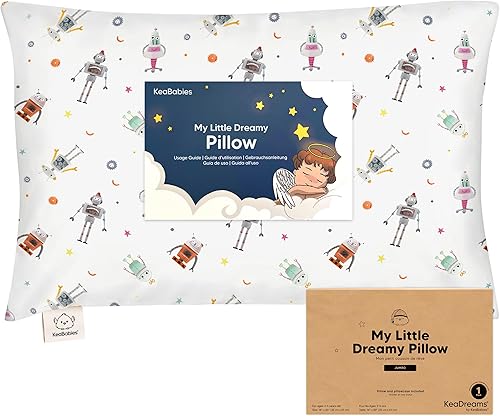 KeaBabies Almohada para niños pequeños con funda de almohada, tamaño jumbo de 14 x 20 pulgadas, almohadas suaves de algodón orgánico para dormir,