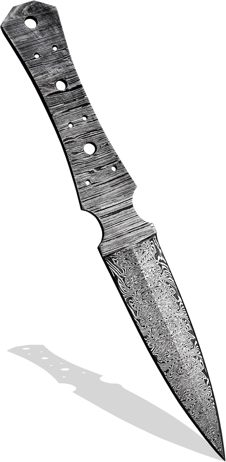 Custom Hand Forged Damascus Steel Blank Blade Hunting Knife Damascus Blade Billet Camping Survival Blade knife kits Full Tang Handmade Knife Making Supplies