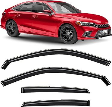 Voron Glass in-Channel Extra Durable Rain Guards for Honda Civic 2022-2026 Sedan, Window Deflectors, Vent Window Visors, 4 Pieces - 200848