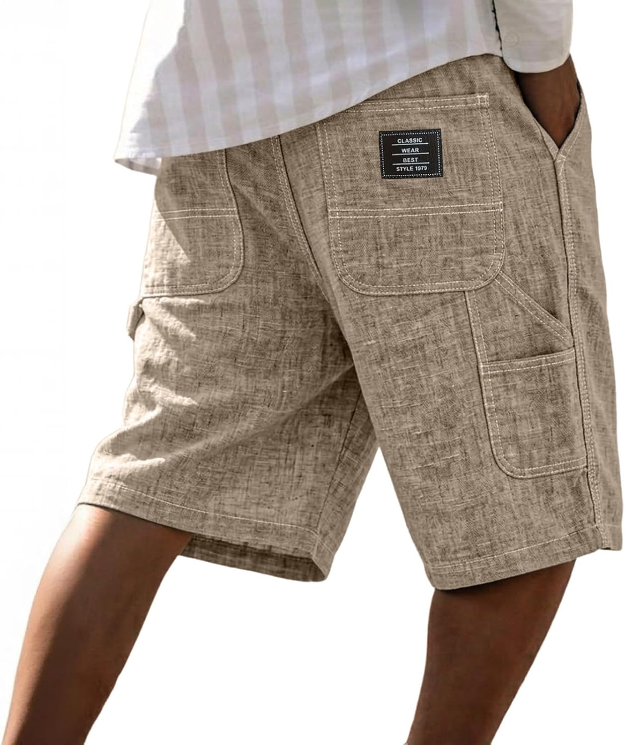FQZWONG Men Shorts Casual Hiking Shorts Summer Gym Short Pant Workout Sport Pants Drawstring Stretch Trousers with Pocket