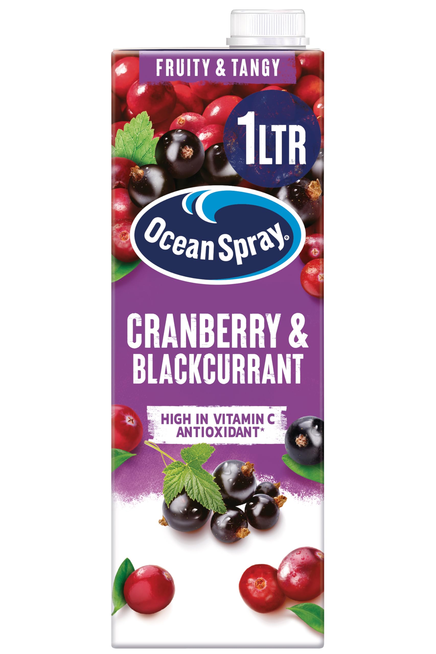 Ocean Spray Cranberry & Blackcurrant Juice Drink -1L - Sugar & Natural Sweetener Fruit Juice - Rich in Vitamin C & High in Antioxidants