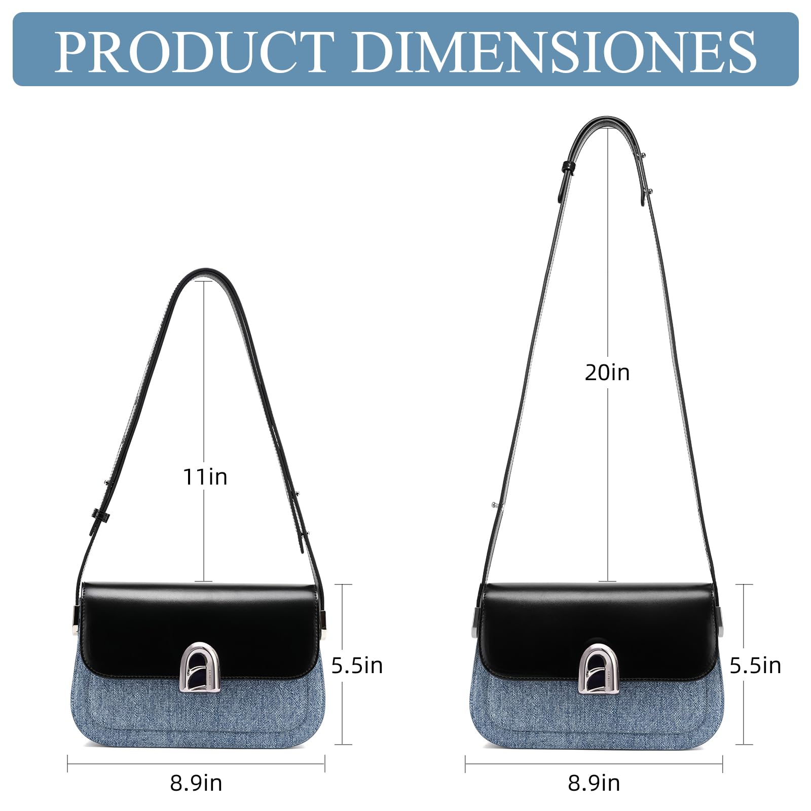 LA FESTIN Bolso de hombro de cuero para mujer, bolso cruzado con correa ajustable para mujer, bolsos de diseñador