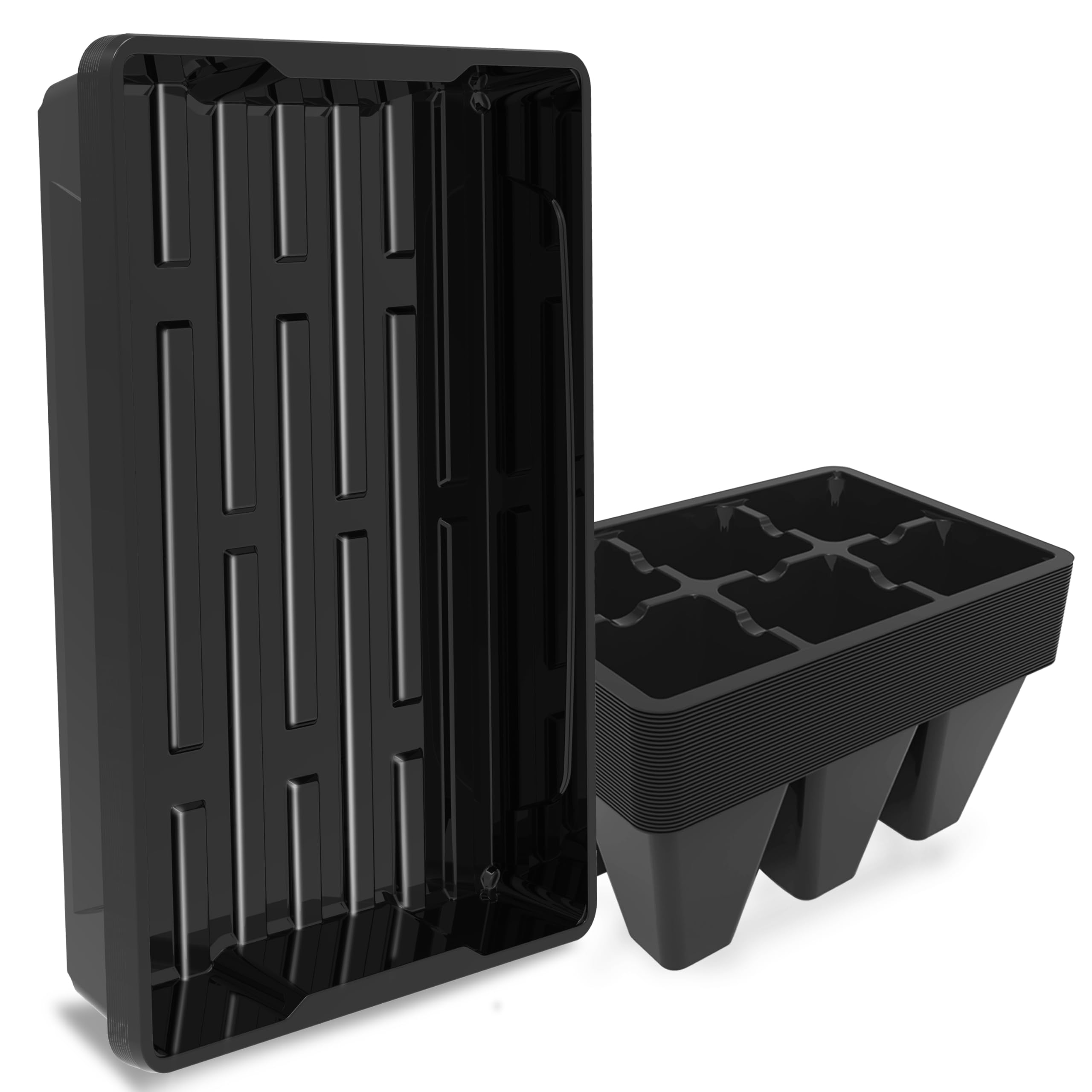 Gardzen 10 Pack Reusable Seed Starter Trays with 30 Pack 6 Cell Trays, Ideal for Starting Seeds