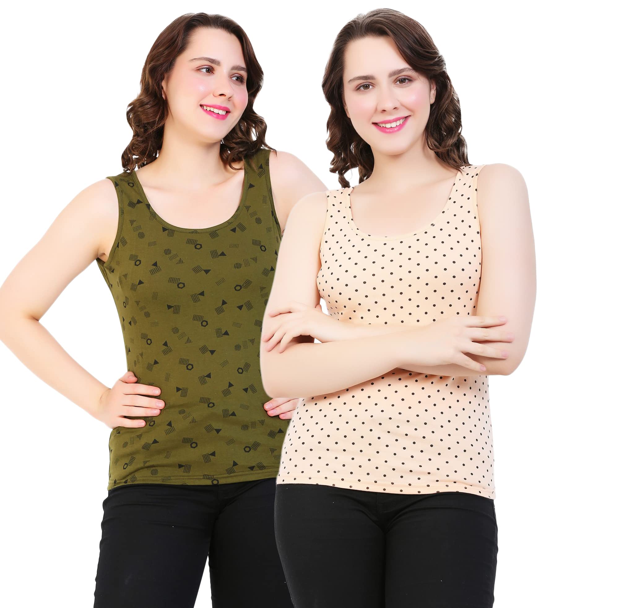 ayvina Women Printed Tank Top – Cotton Sleeveless Stylish Casual Wear Printed Tank Tops for Women Girls Ladies – Soft Comfortable Gym Yoga Workout Summer Tops-PACK OF 2-picture-19