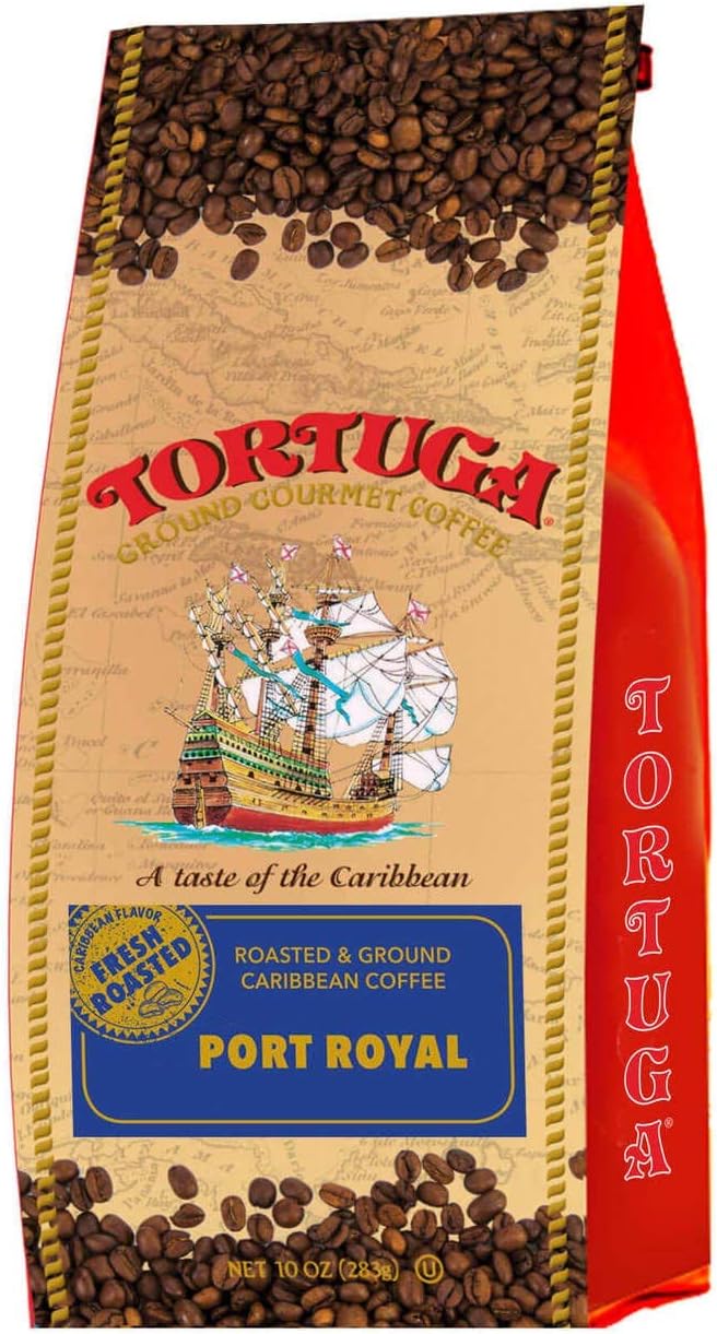 TORTUGA Caribbean Port Royal Jamaican Blue Mountain Flavored Coffee- Roasted and Ground Coffee 10oz - The Perfect Premium Gourmet Gift for Gift Baskets, Parties, Holidays, and Birthdays