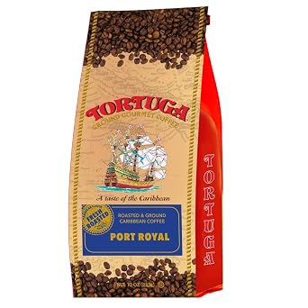 TORTUGA Caribbean Port Royal Jamaican Blue Mountain Flavored Coffee- Roasted and Ground Coffee 10oz - The Perfect Premium Gourmet Gift for Gift Baskets, Parties, Holidays, and Birthdays