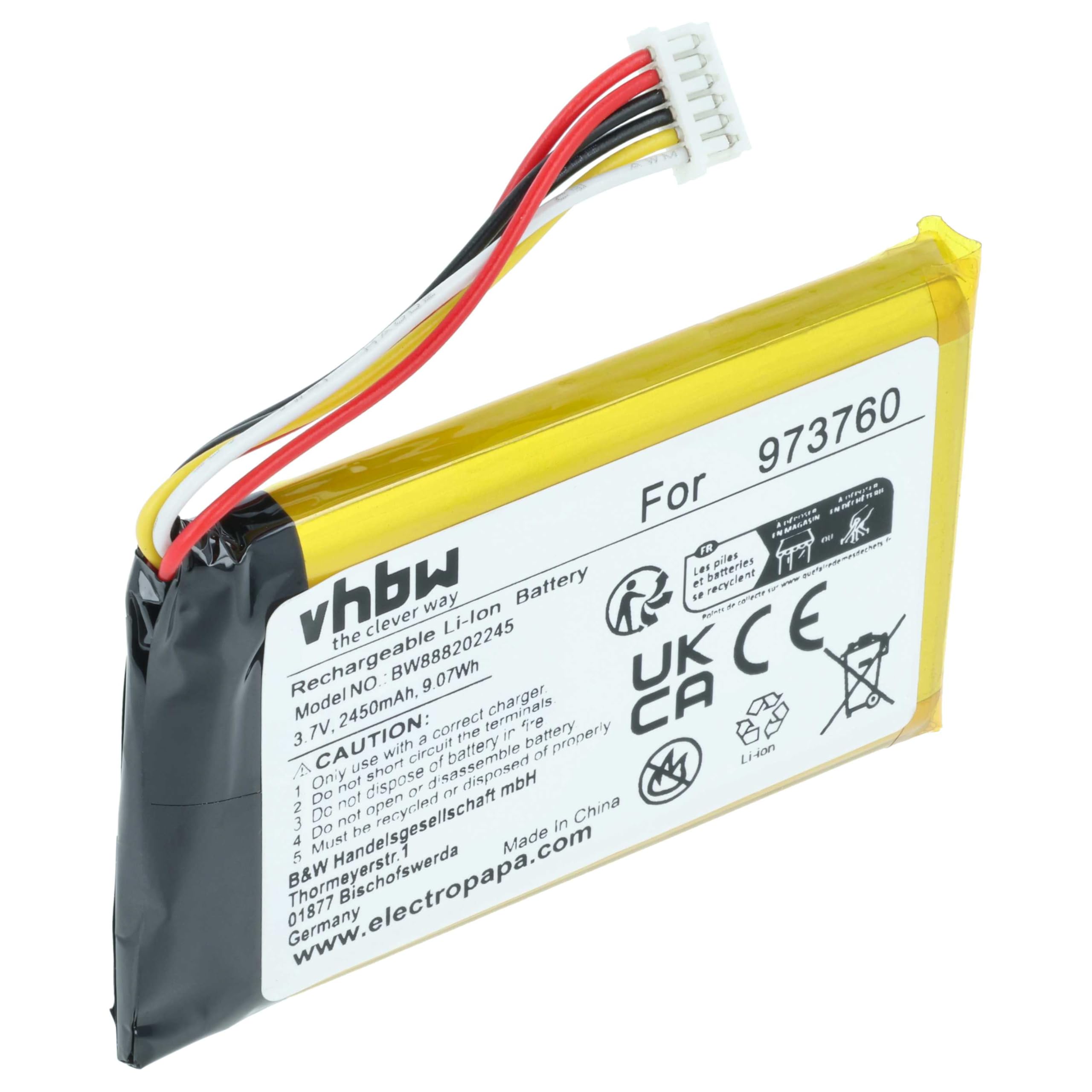 vhbw Replacement Battery compatible with DJI Spark Controller, Remote Controller Drone Smart Controller (2450mAh, 3.7 V, Li-polymer)