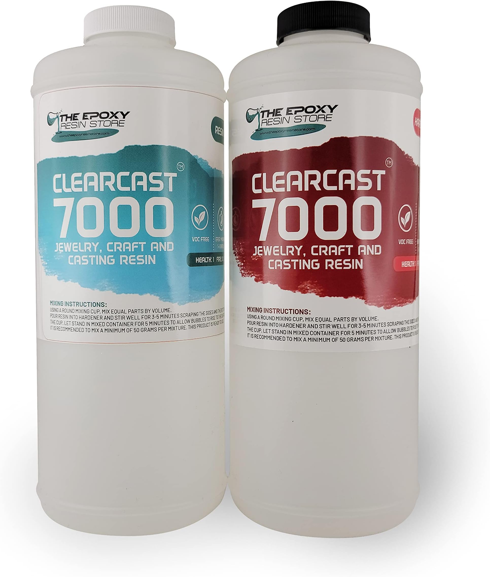The Epoxy Resin Store Clearcast 7000 UV Resisting Non Toxic VOC Free Jewelry Craft 2 Part Squeeze Bottle Resin Kit for Art and Decoration, 70 Ounce