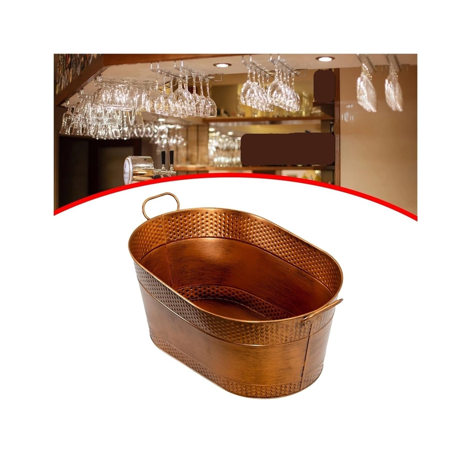 Cubo de Hielo Metal con Asas Transporte, contenedor Enfriador Bebidas for Vino, champán, cócteles, Bar y Uso doméstico