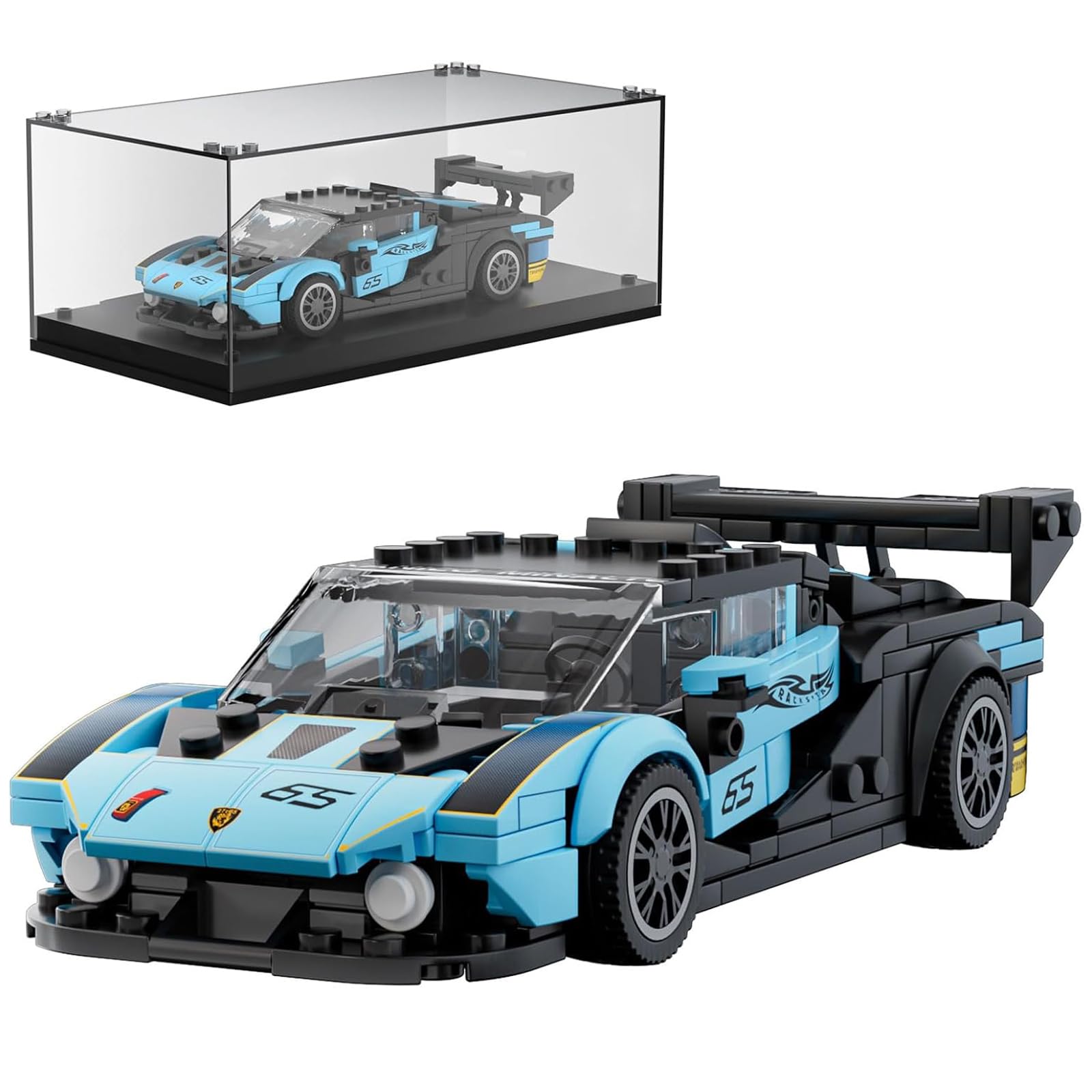 Mould King Speed Champions Lamborghini SCV12 Model Car Building Kit with Display Case, 27065 Super Car Building Blocks, Race Car Toy for Adults and Kids 8+, 383 PCS