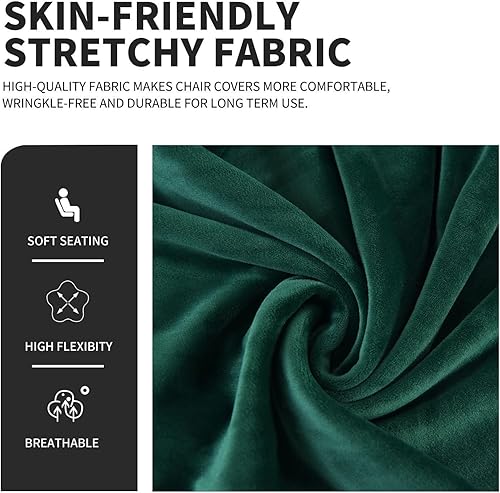Miniatura 6 de Deisy Dee Fundas elásticas de terciopelo para sillas de comedor, coloridas y lavables, protectores de muebles extraíbles elásticos (2, Kelly)