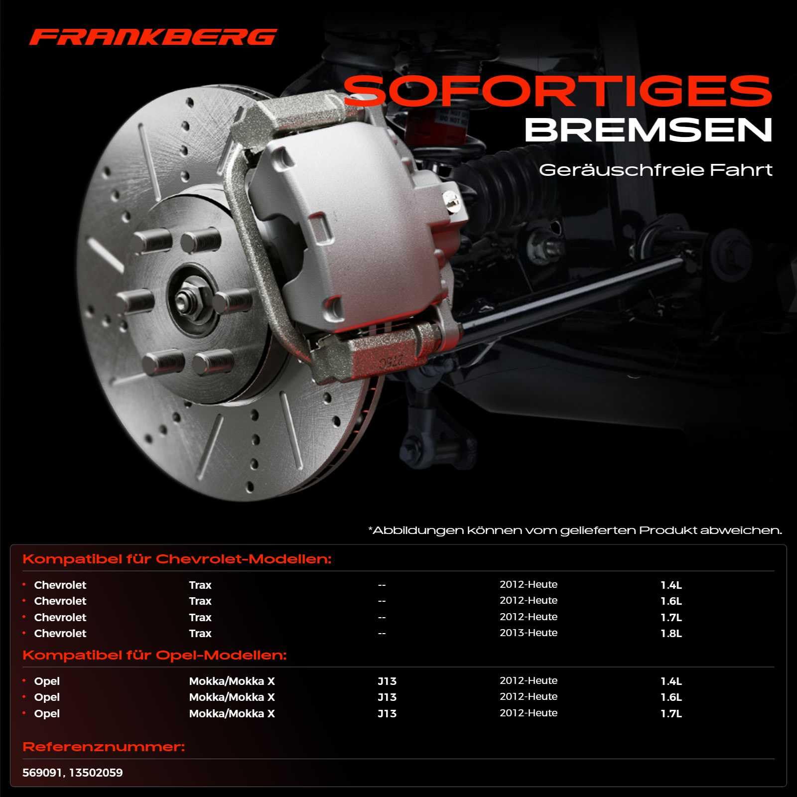 Frankberg 2 discos de freno delanteros ventilados de ⌀300 mm 13502059 | Compatible con: Mokka/Mokka X J13, Trax