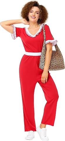 Women's Halloween Red Shirt and Pants Cosplay Costume
