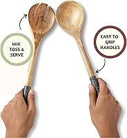 Vista 3 de Folkulture Servidores de ensalada o pinzas de ensalada Juego de 2 cucharas de servir (12 pulgadas) en artículos esenciales de cocina o juego