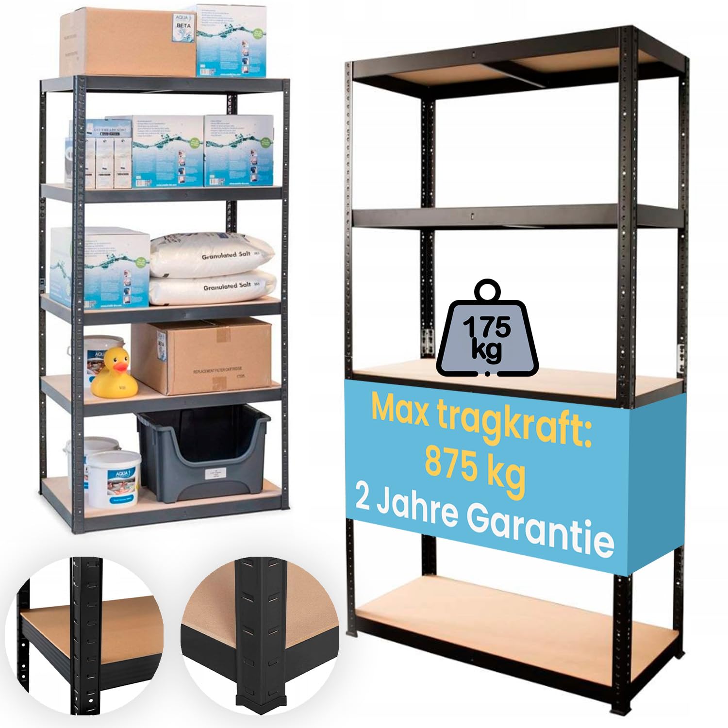 SMART REGALY - Estantería - Estantería ancha - Número de estantes: 5-180 x 90 x 60 cm - Capacidad de carga de los estantes: 175 kg - Estantes - Estantería de carga