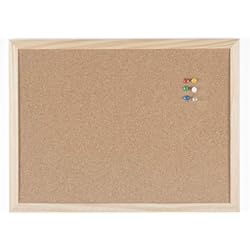 Paneles Fenolicos BoardsPlus - Tablero de corcho - 40 x 30 cm - con marco de madera, con 6 chinchetas