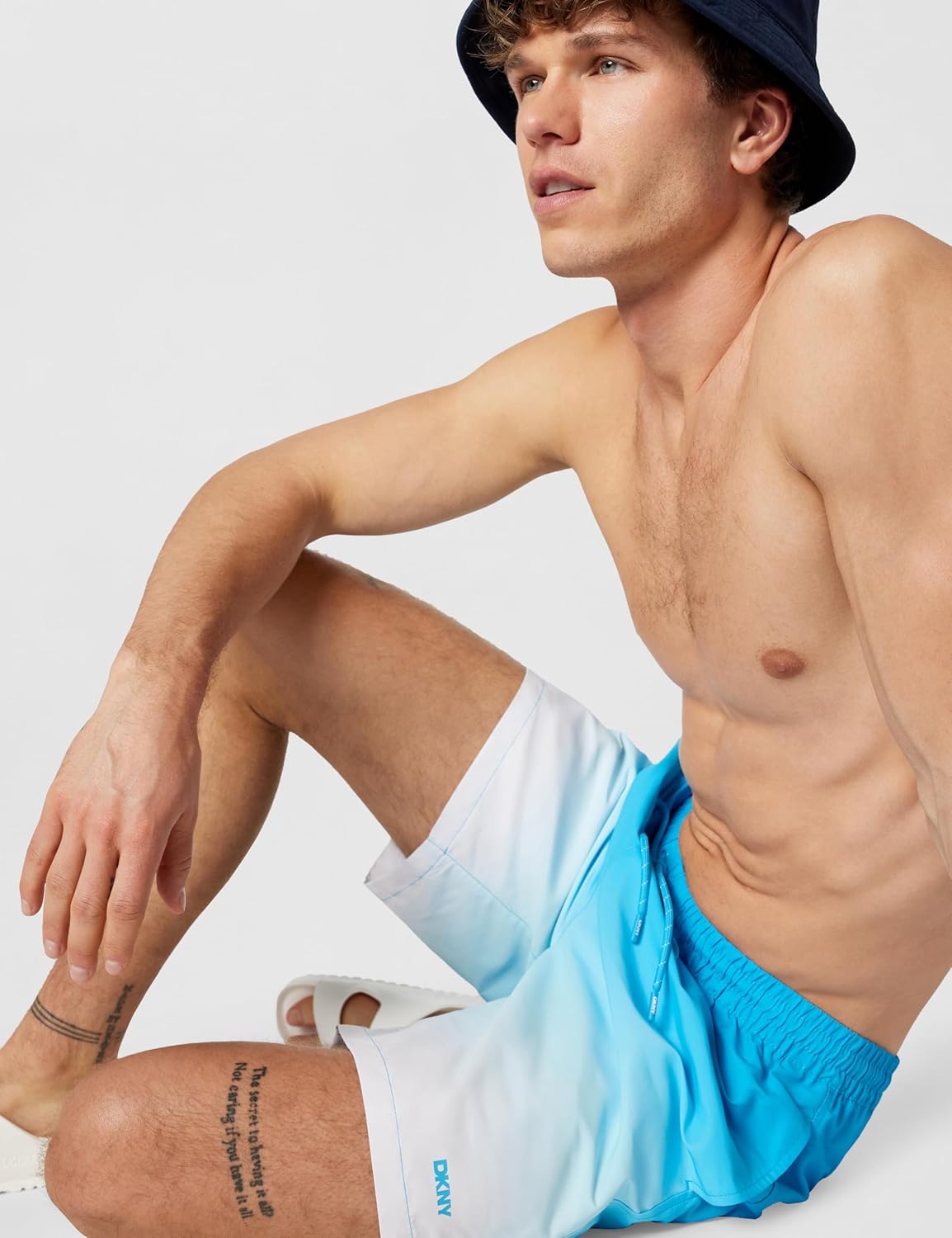 DKNY Men's Lightweight Quick Dry Volley UPF 40+ Protection Swim Trunk