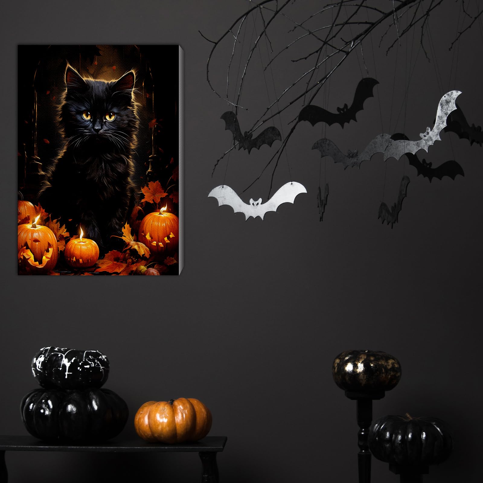 Honoson 6 kit di pittura per Halloween con numeri per adulti, 20 x 30 cm, fai da te, fantasma, scheletro, zucca, gatto, kit per principianti con telaio in tela, cavalletto, colori acrilici, pennello
