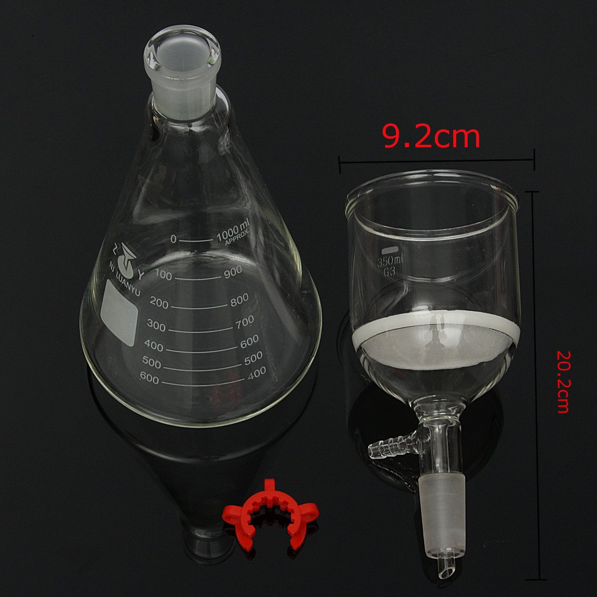 EsportsMJJ Filtro De Aspiración De Vidrio Kit De Filtración 350Ml Buchner Embudo 1000Ml Erlenmeyer Frasco