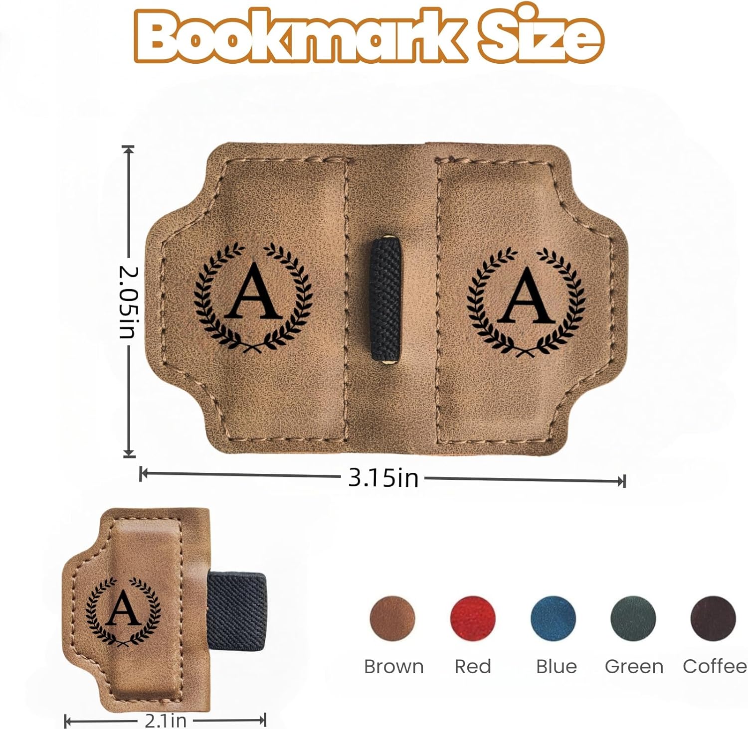 MOTEERLLU Custom Bygonemark Personalized Magnetic Leather Pen Holder Bookmark with Initial for Reading Women, Men, Teacher, Book Lovers Gifts & Accessories(Brown,A) - Image 7