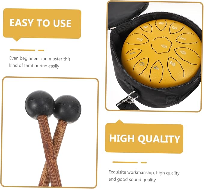 Tambor portátil de percusión en acero para principiantes yoga miniatura 7
