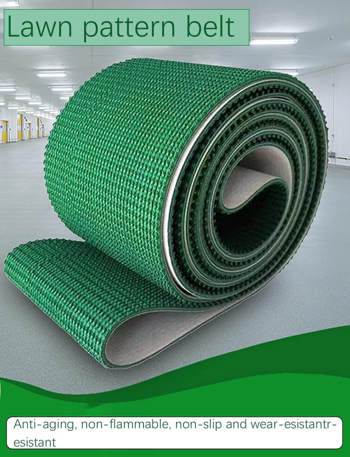 Cinta transportadora industrial de PVC verde de 4 mm de grosor, 120 x 280 cm, material resistente para un transporte eficiente