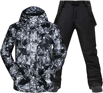 Mens Ski Jacket and Pants Set,Waterproof Warm Ski Suit,Winter Adult Snow Suit for Mountain Snowboarding