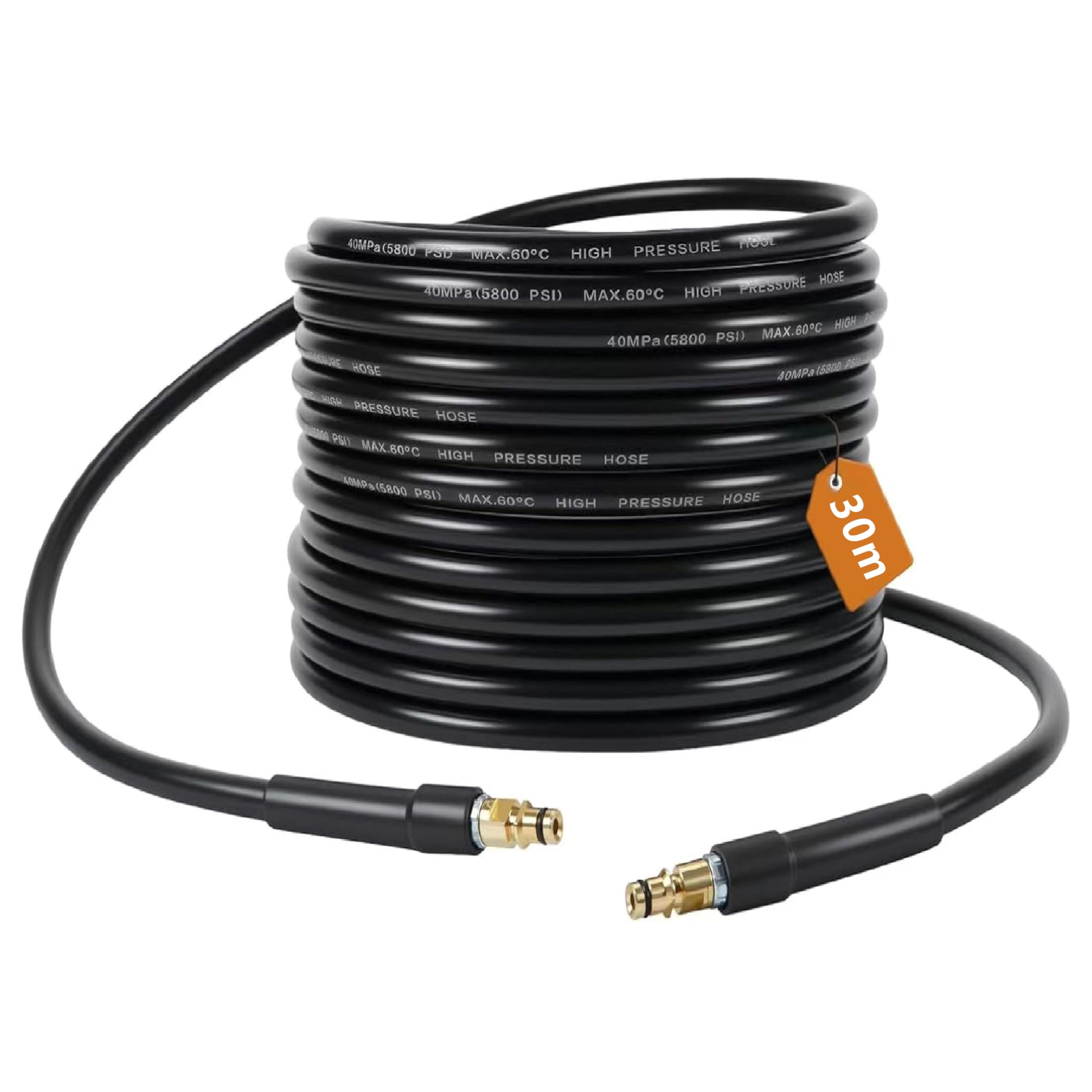Tubo di prolunga per idropulitrice ad alta pressione, 30 m, per Kärcher K2, K3, K4, K5, K6, K7, con attacco Quick-Connect, ricambio