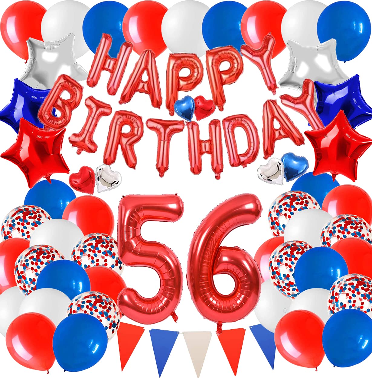 Amazon | Nat-Color 56th 赤と青の誕生日パーティーデコレーション