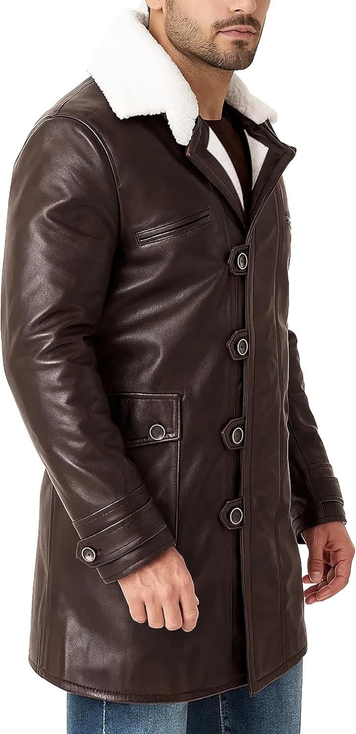 LP-FACON Mens BN Vest Costume Cosplay Military Jacket | Winter Shearling Coat Faux Leather - Image 4