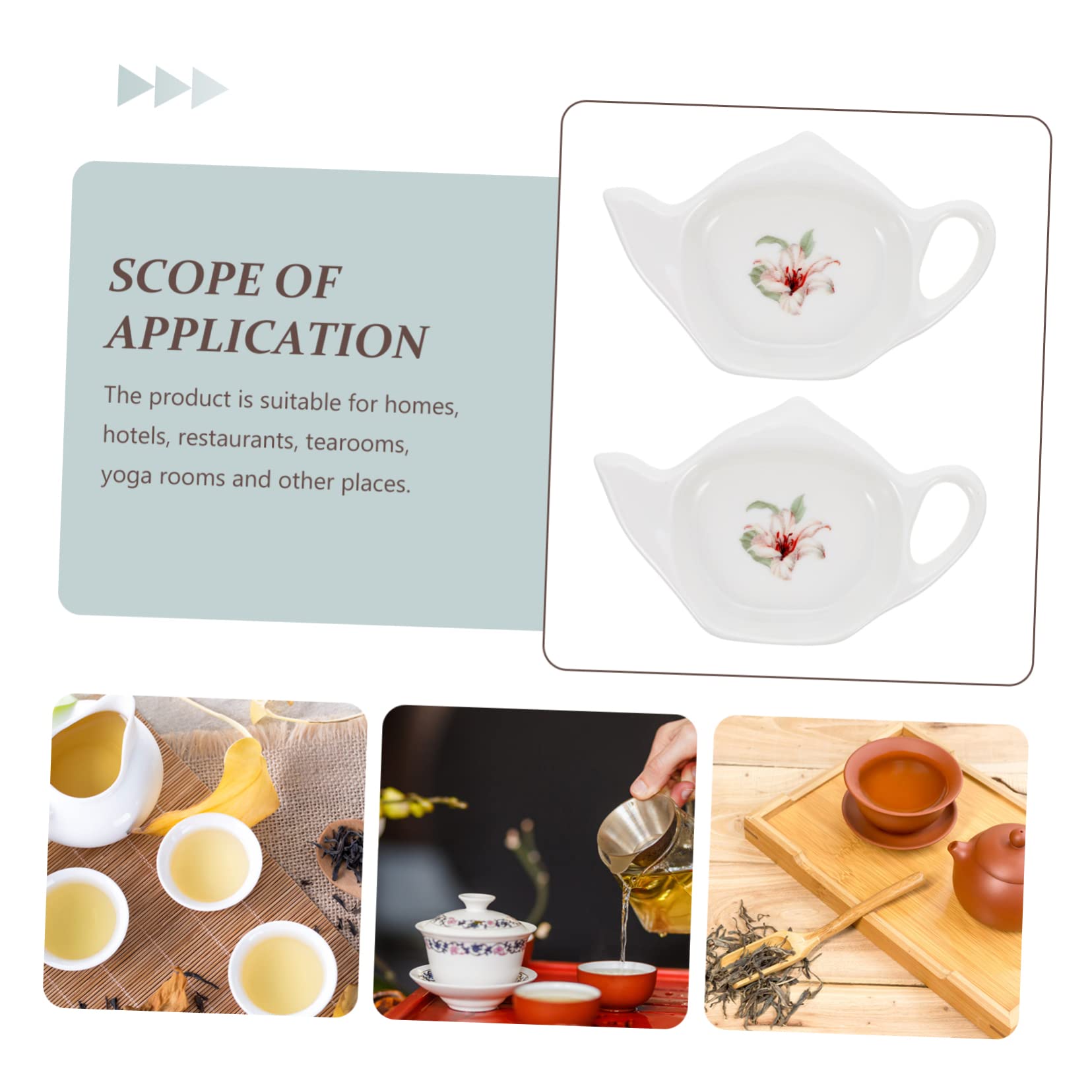 IMIKEYA Repose Sachet de Thé en Céramique Délicate pour Maison, Porte-sachets de Thé Ménagers Facile à Laver et Résistant la Déformation, Lot de 2 Pièces pour Salons de Thé