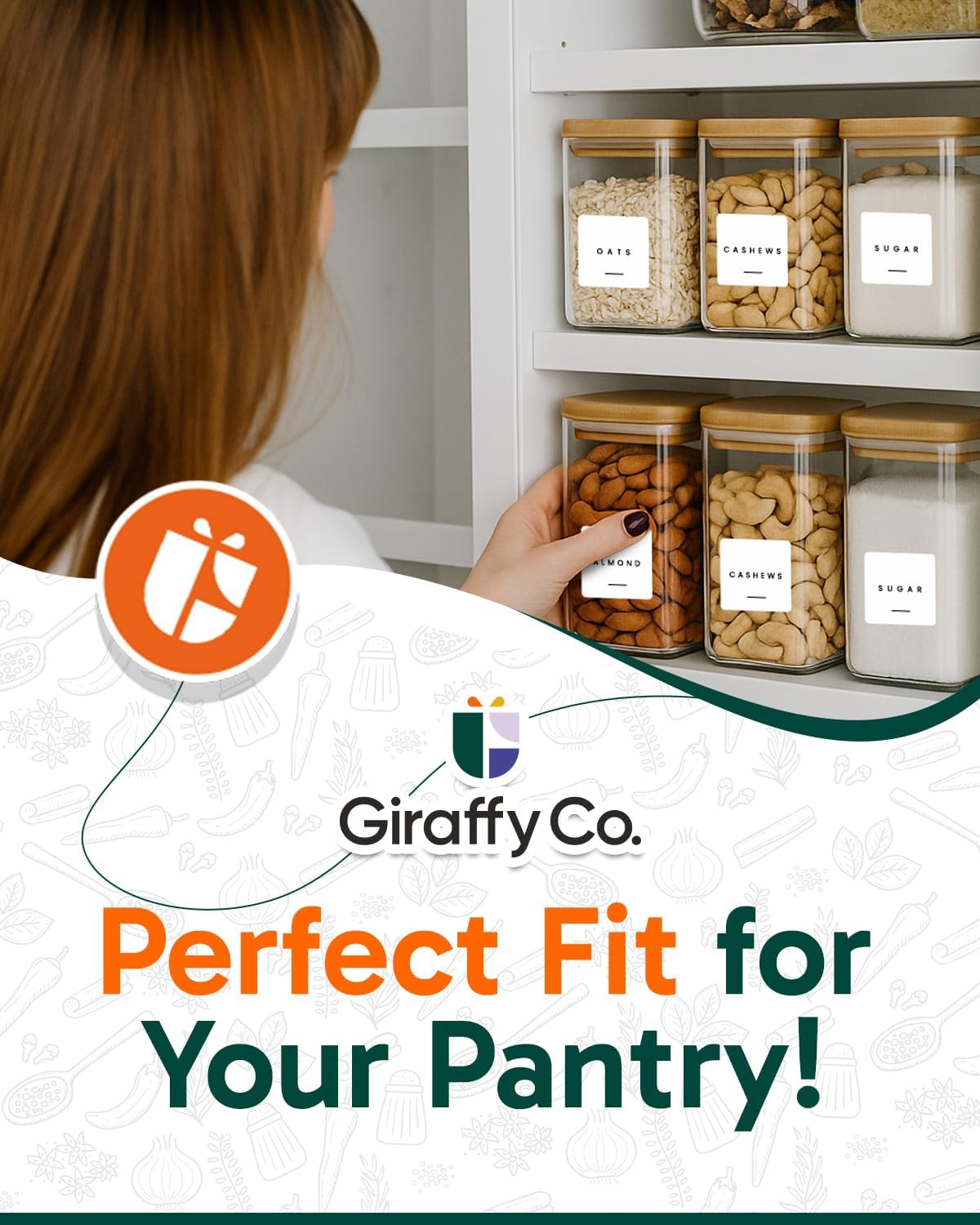 GIRAFFYCO Square Borosilicate Glass Storage Jars, 6 Pack, 25 oz/750 ml image 5