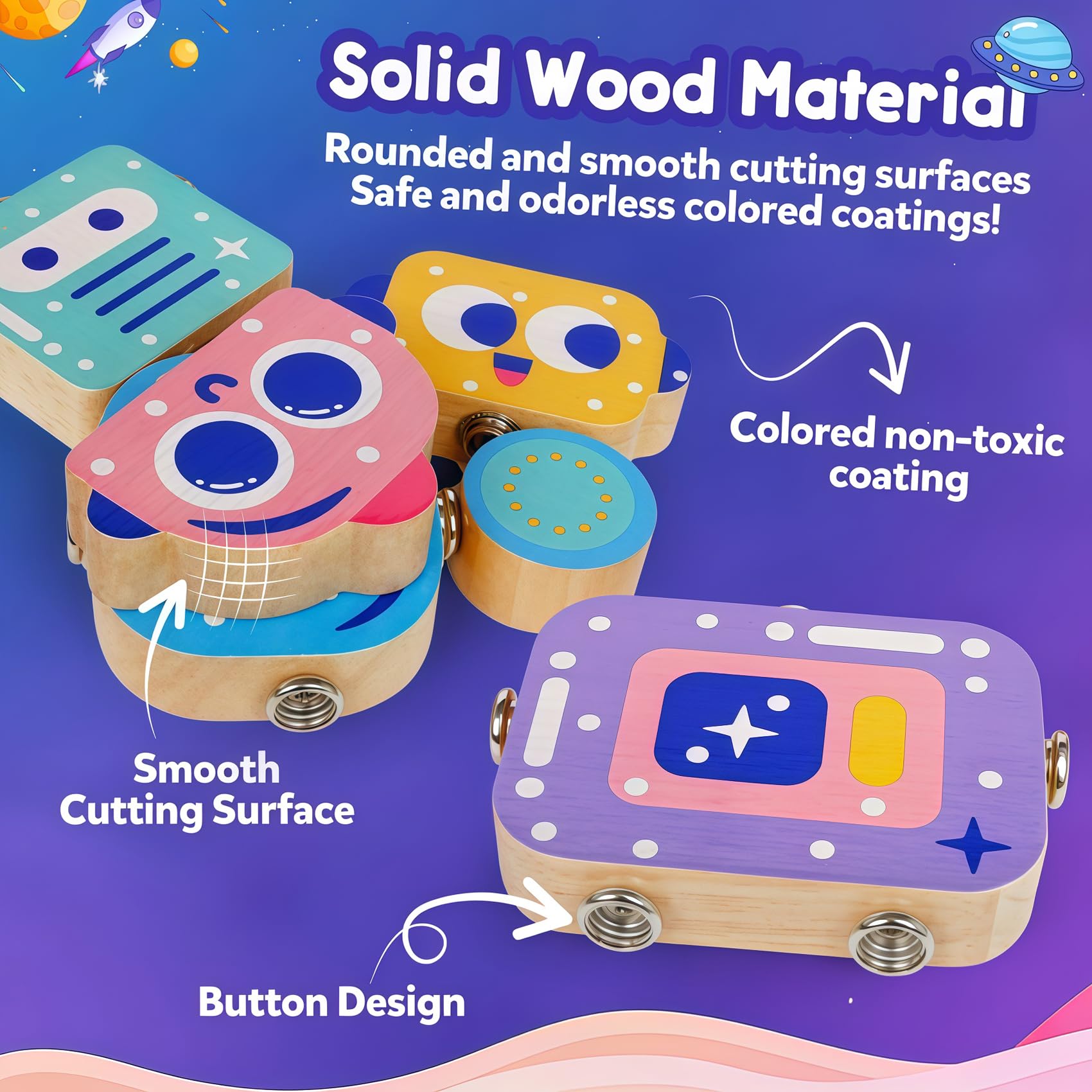 Juguetes robot para niños de 3 a 5 años, juguete de aprendizaje de madera Montessori con características desmontables robots, juego educativo STEM juegos de motricidad fina para niños y niñas 4