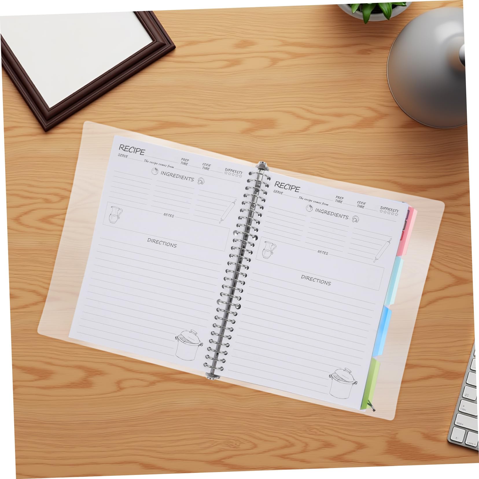 SHOWERORO Pianificatore Ricette Tascabile Multiuso Con Raccoglitore Resistente e Copertina Rigida Notebook Per Pianificazione Pasti e Note in Cucina Per Uso Quotidiano e Viaggi