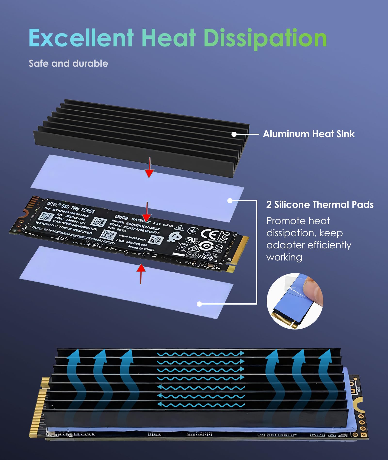 Adaptateur Ssd M2 Nvme Cikonielf Adaptateur M.2 NVMe SSD Vers PCIe 750MB/s X1 X4 X8 X16 Pour Adaptateur Ngff Nvme PCIe X4