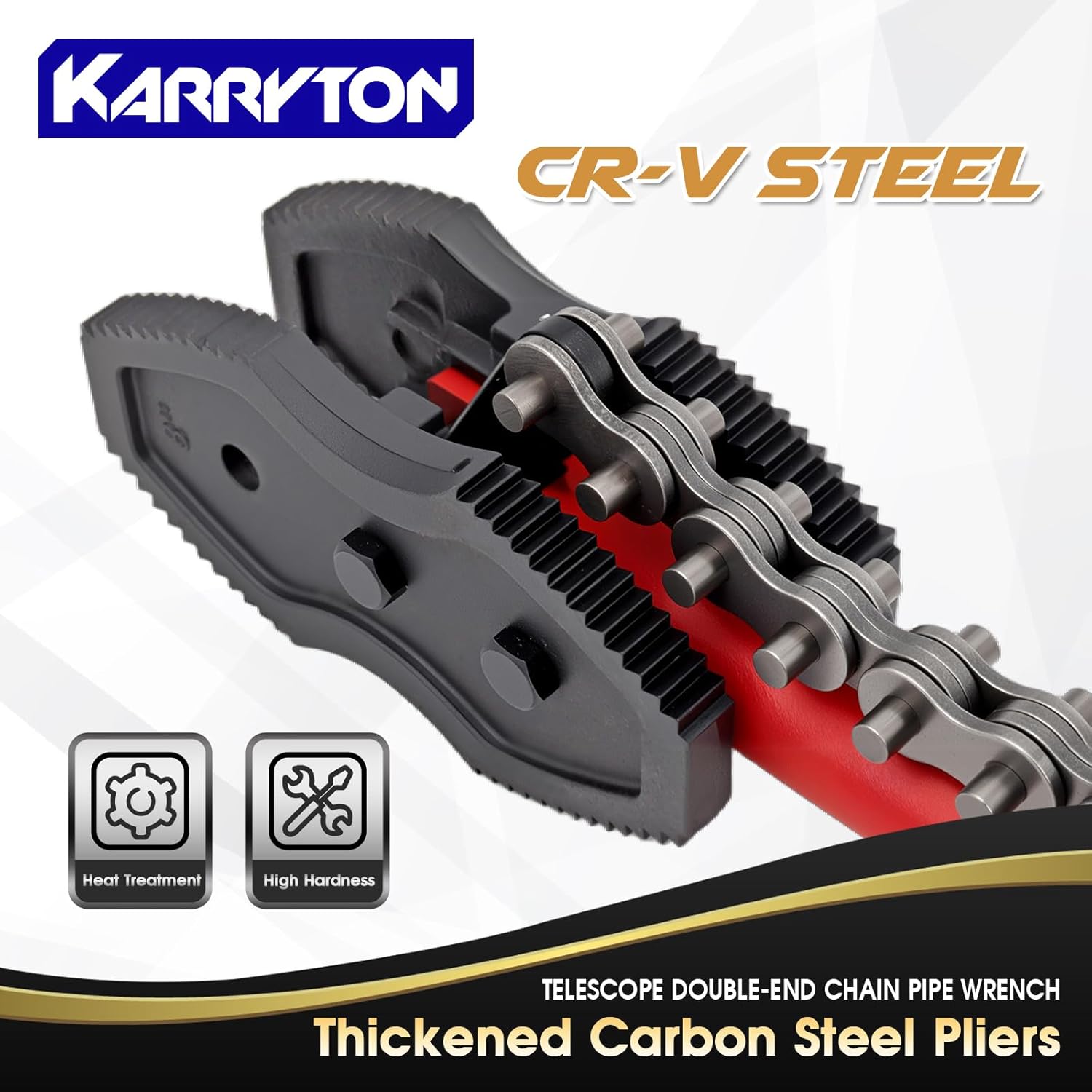 Telescopic Chain Tong Wrench – 47.5'' Extra Long Chain, Fits Pipe Diameter Up to 12'', Heavy Duty Adjustable Chain Pipe Wrench for Large Pipes, Oil Field, Plumbing & Industrial Use