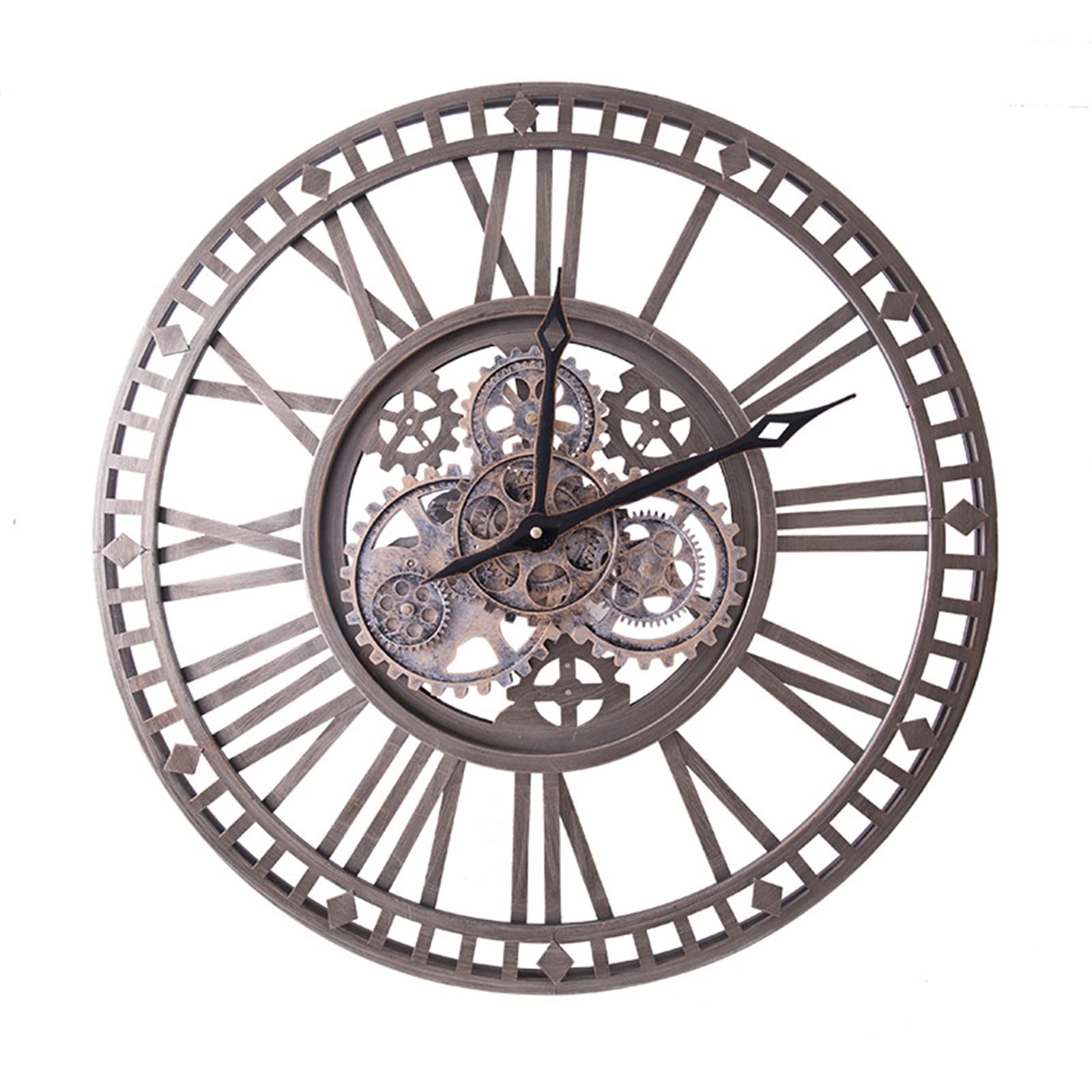 MYUYEE Wall Clocks 24 Inches American Style Retro Gear Metal Art Bedroom Living Room ation Pointer Silent Quartz Clocks